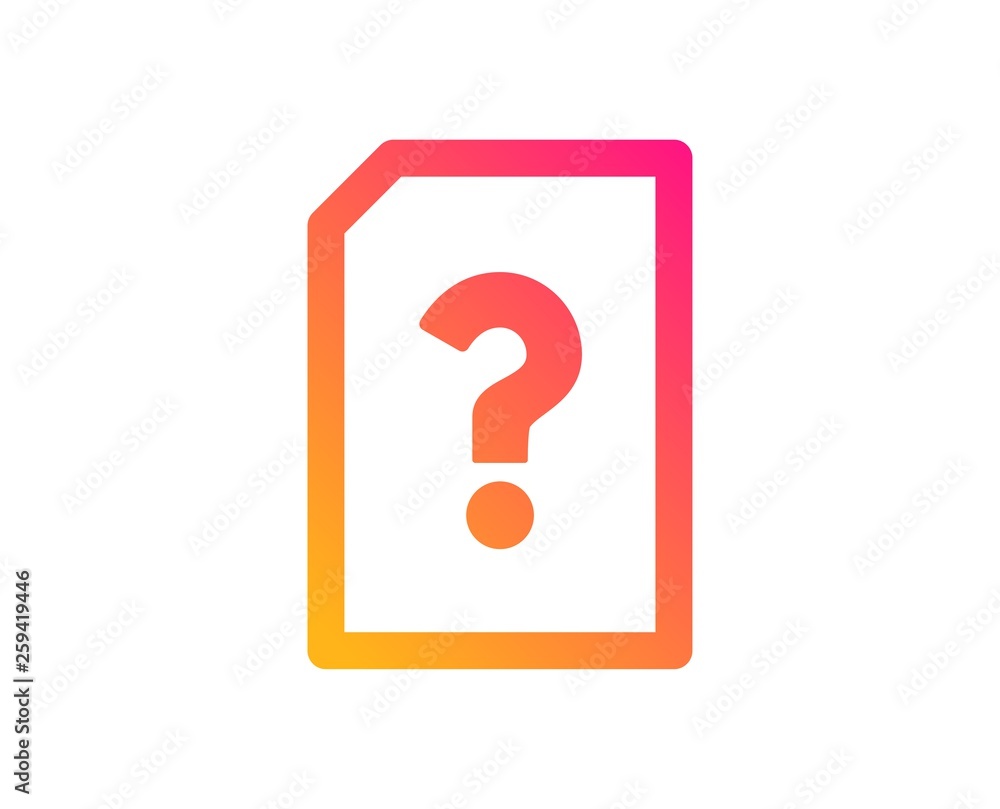 Unknown Document icon. File with Question mark sign. Untitled Paper page concept symbol. Classic flat style. Gradient unknown file icon. Vector Unknown Document icon. File with Question mark sign. Untitled Paper page concept symbol. Classic flat style. Gradient unknown file icon. Vector