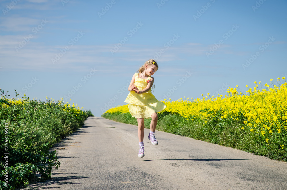 little child walking in rural path in beautiful summer nature little child walking in rural path in beautiful summer nature