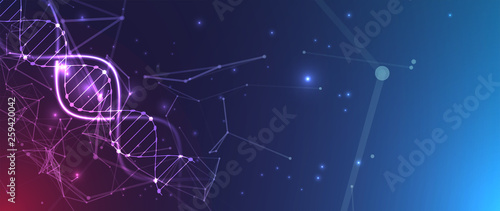 Science template, wallpaper or banner with a DNA molecules. Vector illustration