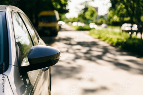 Side rear view mirror on a car