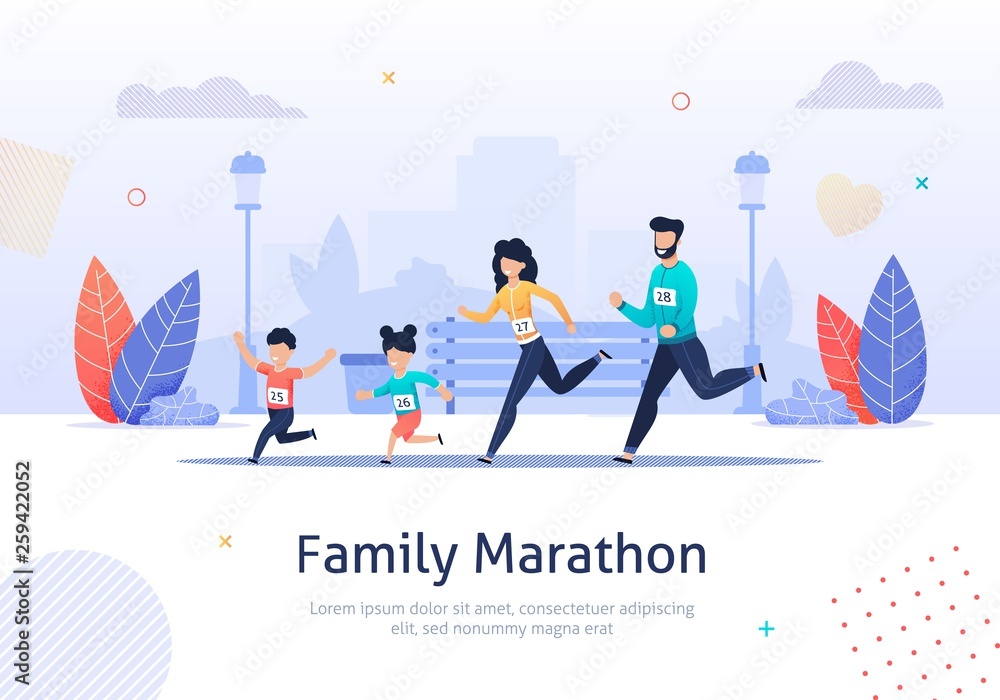 Family Members Running Marathon Together Banner.