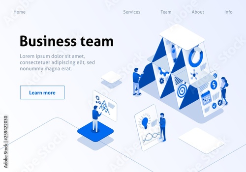 Business Team Landing Page Isometric Template