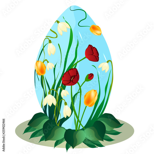Easter egg in flowers vector art