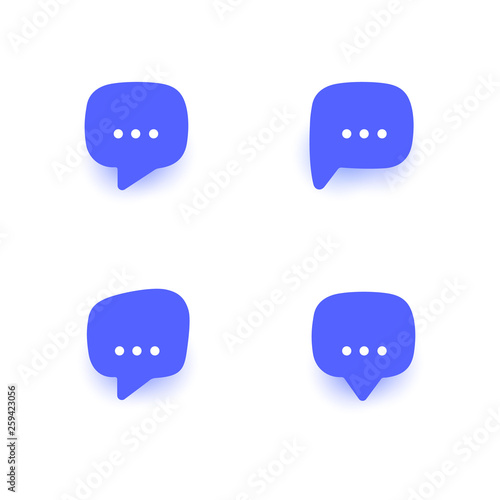 Message icon set, text vector sign, email speech bubble collection with color shadow, flat design for web, web site, mobile app. photo