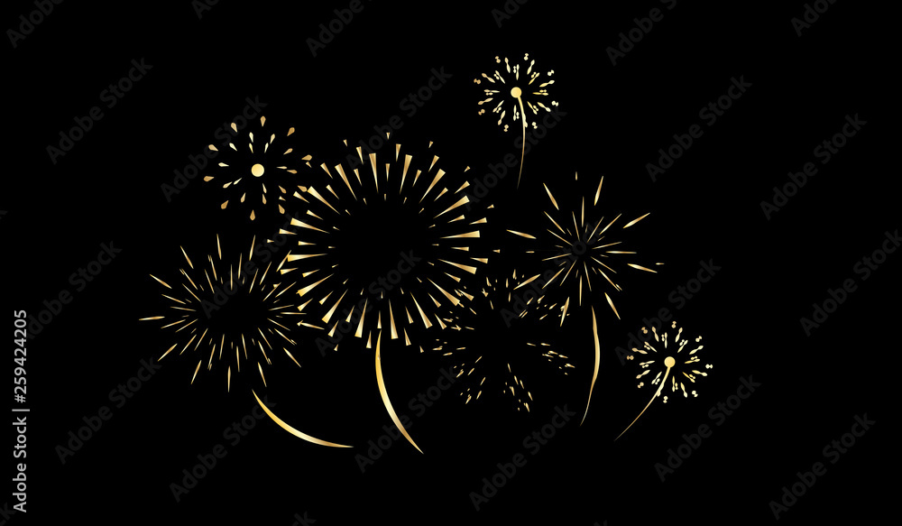 Fototapeta premium vector gold firework on black background