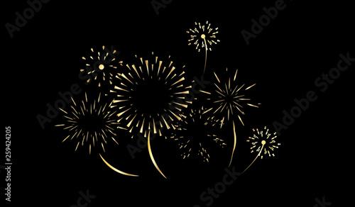 vector gold firework on black background