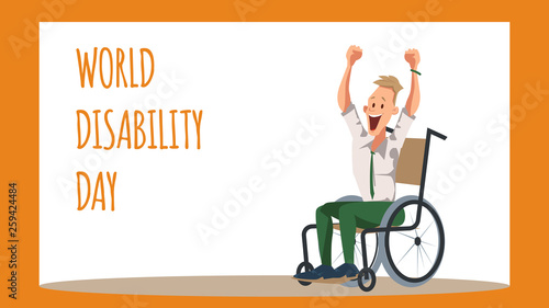 Disabled Male Office Worker Rejoice in Wheelchair