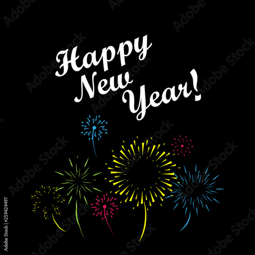 happy new year 2020 with fireworks black background