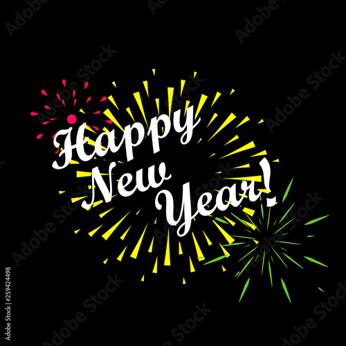 happy new year 2020 with fireworks black background