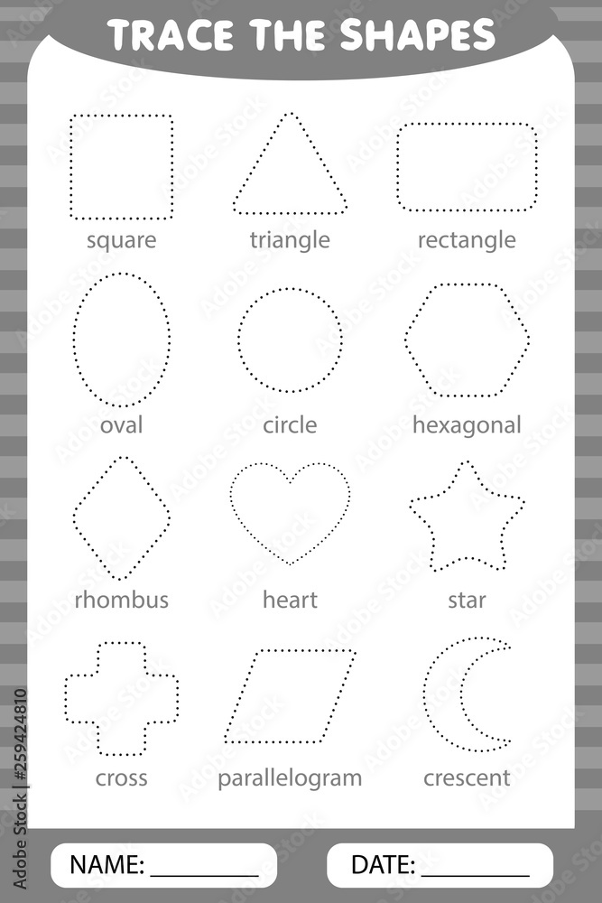 trace the geometric shapes around the contour. learning for children, drawing tasks trace the geometric shapes around the contour. learning for children, drawing tasks