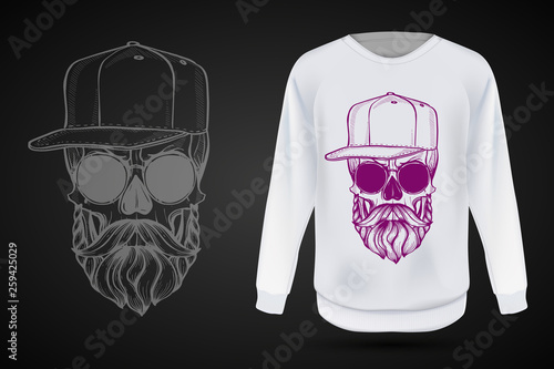 Angry skull with cirly hairstyle