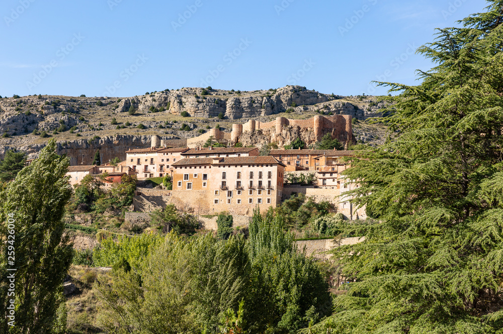 a view of Albarracin town and the castle, province of Teruel, Aragon, Spain