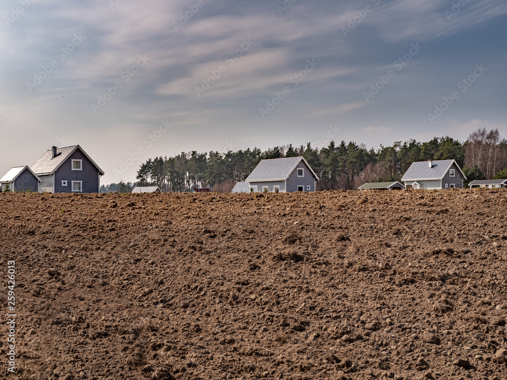 Landscape of village houses on top of the hill.