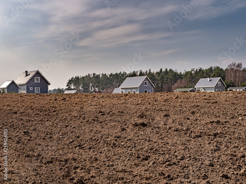 Obraz na płótnie Landscape of village houses on top of the hill. w salonie