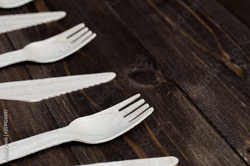 Disposable tableware from natural materials, wooden fork, knife, eco-friendly