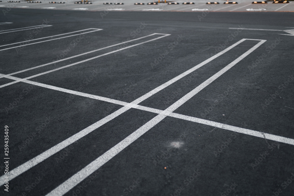 Empty parking lots during Golden Hour sunset at a popular typical Shopping centre