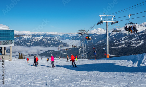 Alpine ski resort on a sunny day