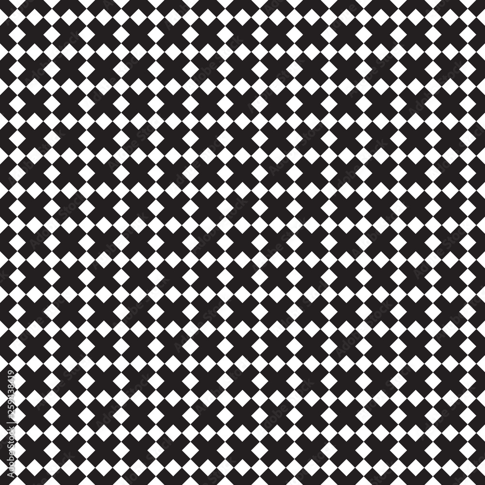 Seamless geometric checkerboard cross pattern background