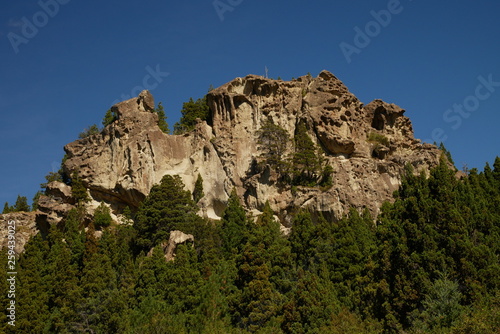 Rock formations on the banks of the Caleufu River near Lake Meliquina, Patagonia Argentina