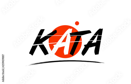 kata word text logo icon with red circle design photo