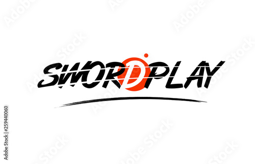 swordplay word text logo icon with red circle design