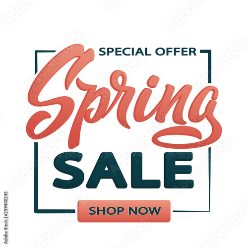 Spring Sale lettering design background. Spring Sale design in trendy colors. For banners  wallpaper  invitation  posters  brochure  voucher discount. Vector illustration template