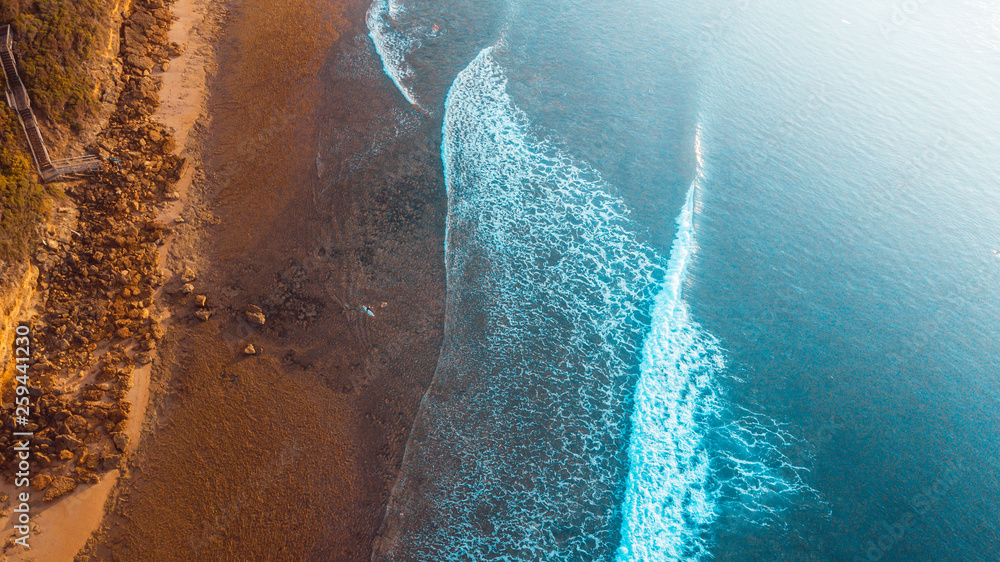 Aerial Perspective of Waves and Coastline of Great Ocean Road Australia