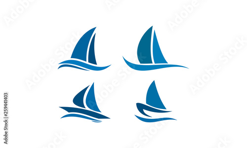vector ship logo set