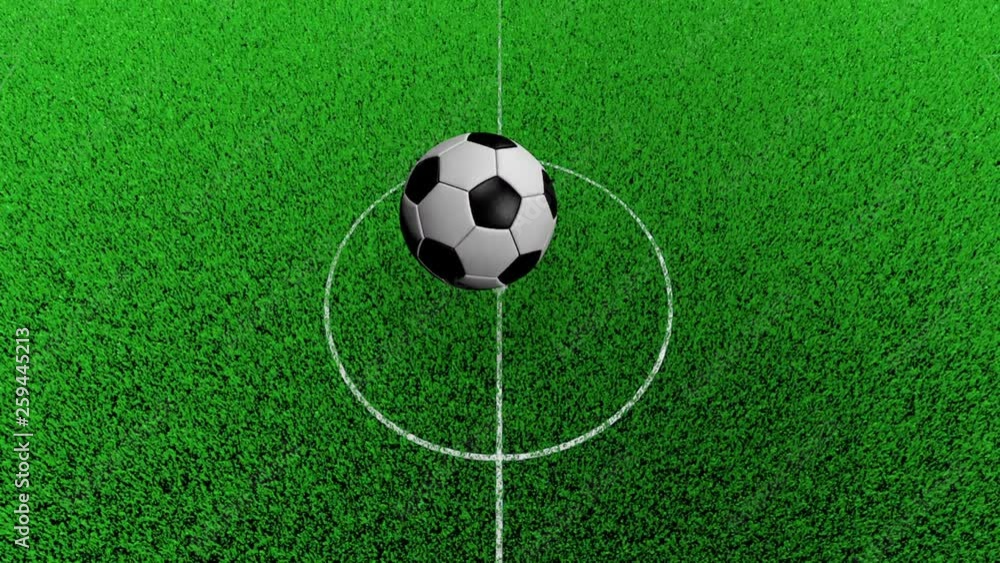 Bouncing soccer ball at the soccer pitch, 3d renderer