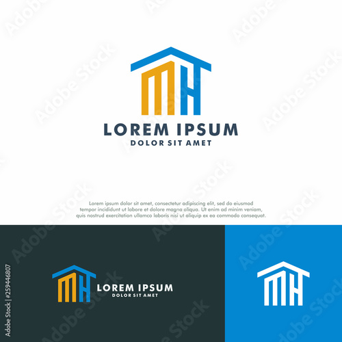 MH logo template, Real estate icon design vector illustration