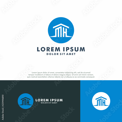 MH logo template, Real estate icon design vector illustration