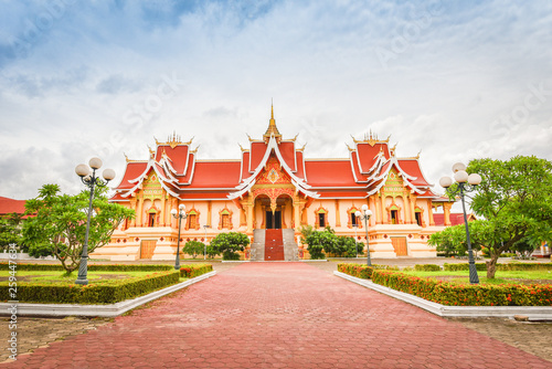 Vientiane Laos : Landmark laos temple beautiful of buddhism in asia