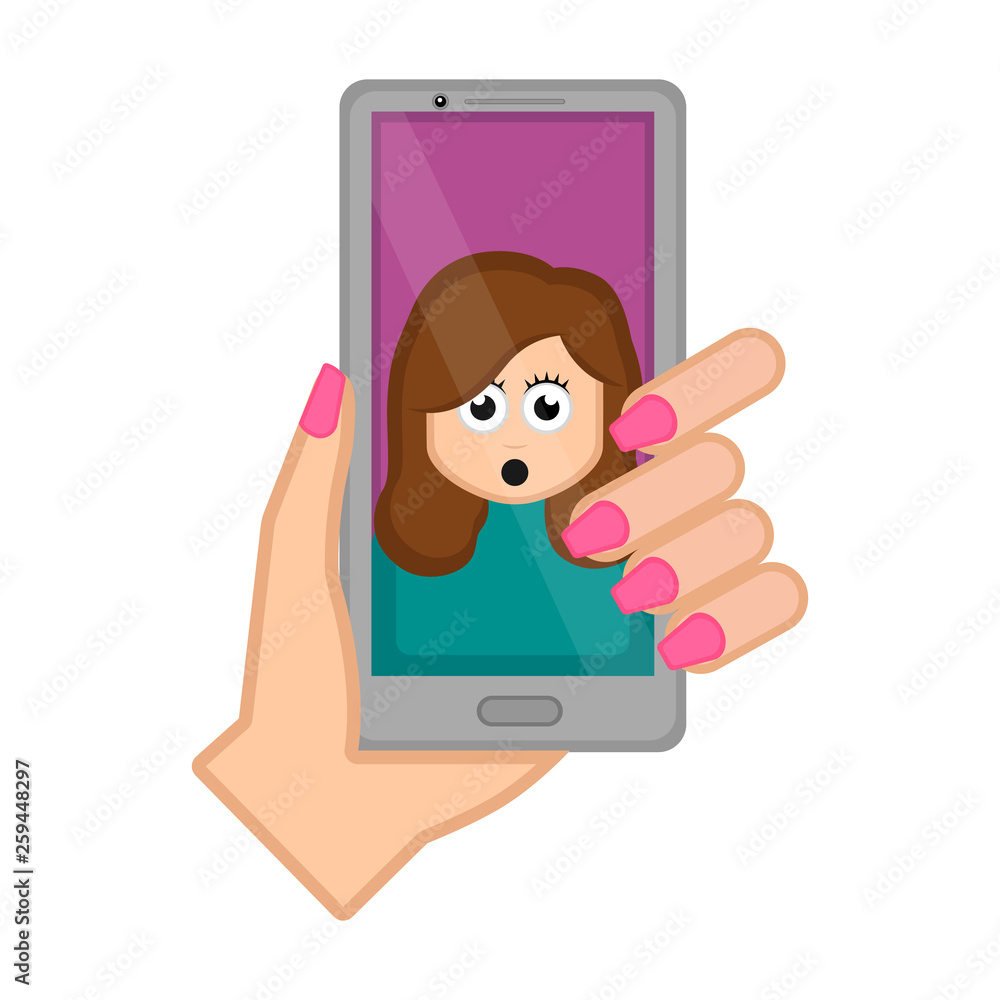 Hand holding a smartphone taking a photo. Vector illustration design Hand holding a smartphone taking a photo. Vector illustration design