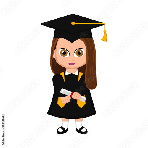 Cute graduated girl image. Vector illustration design
