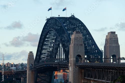 Close-up view of Sydney Harbour Bridge during the day.