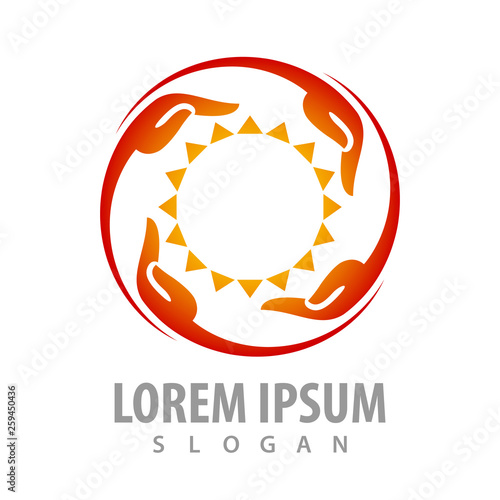 Rotate hand with sunlight concept design. Symbol graphic template element vector