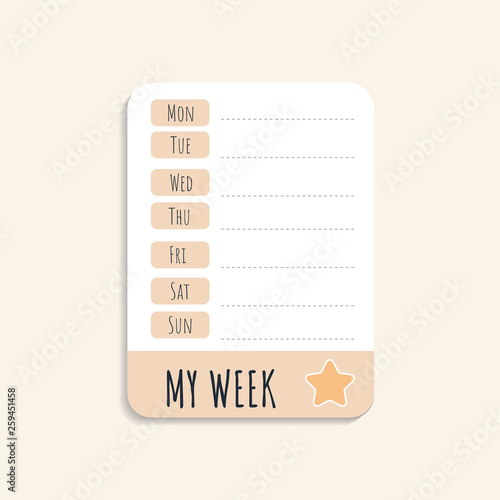 Colorful weekly schedule