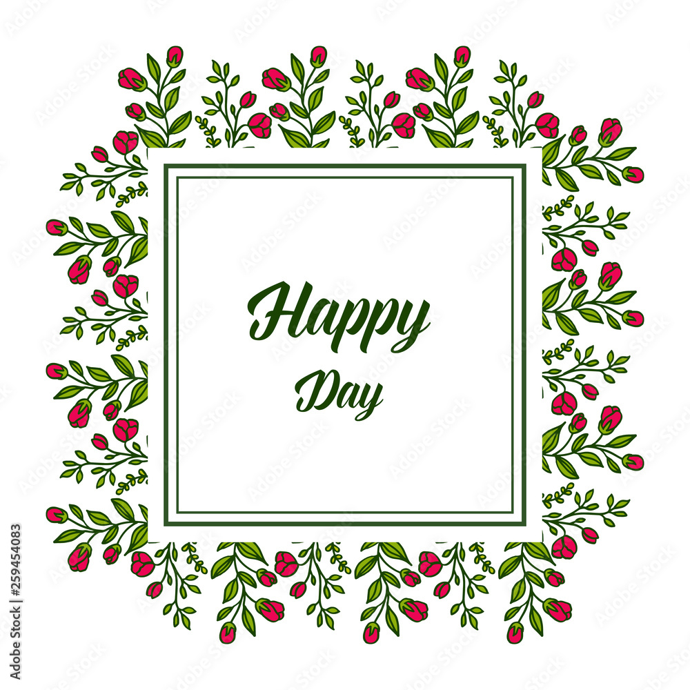 Obraz premium Vector illustration wedding happy day for leaf flower frame