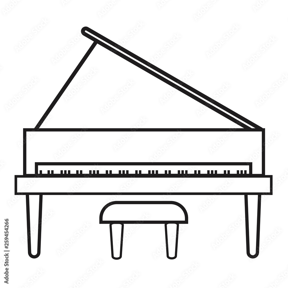 Fototapeta Upright piano icon on white background. flat style. Grand piano icon for your web site design, logo, app, UI. music instrument symbol. piano sign.