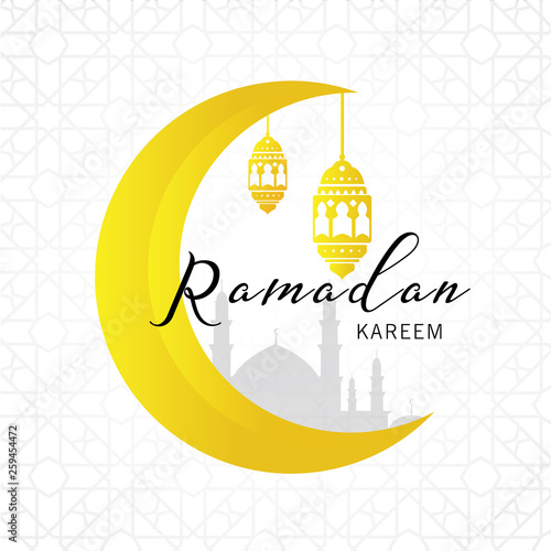 Ramadan Kareem banner vector illustration, Ramadan Mubarak typography