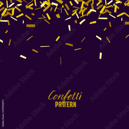 Gold confetti pattern stripes falling from top on dark background