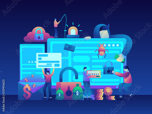 Hacker steal information Vector Illustration
