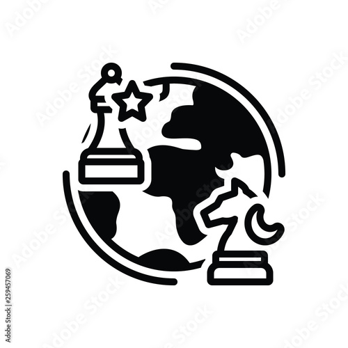 Black solid icon for geopolitics chess photo
