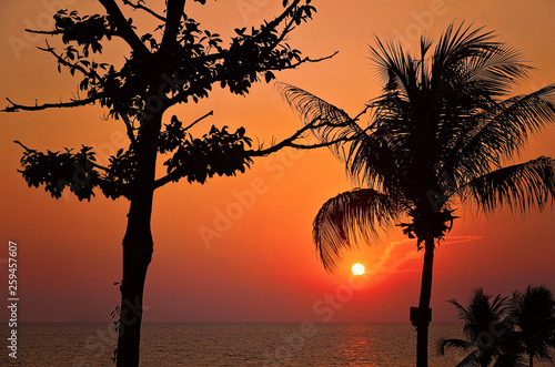 Sunset on the tropical sea photo