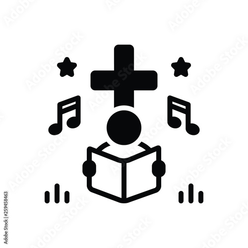 Black solid icon for hymn religious