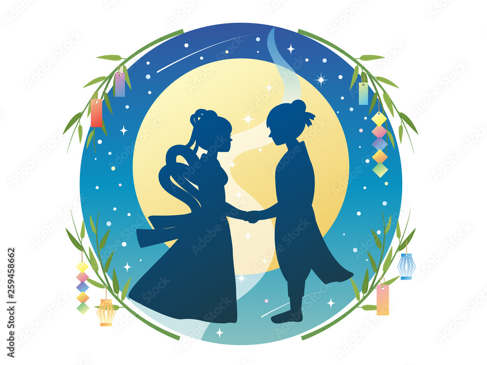 七夕 織姫と彦星のイラスト Stock Vector Adobe Stock