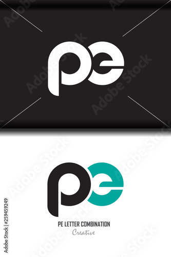 pe p e black white lowercase combination modern creative alphabet gradient company letter logo design vector icon template trendy - Vector