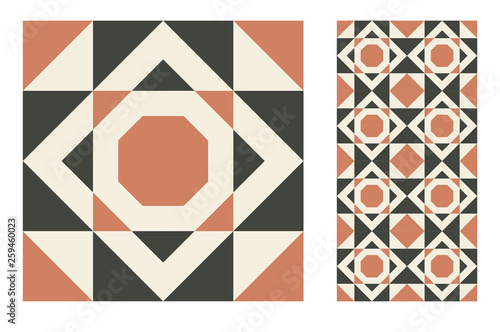 tiles Portuguese patterns antique seamless design in Vector illustration
