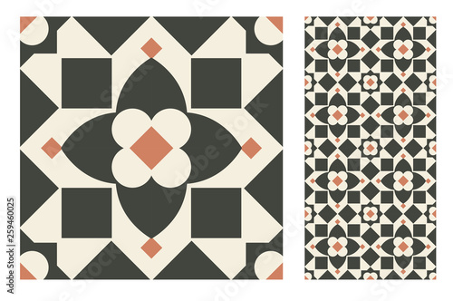 tiles Portuguese patterns antique seamless design in Vector illustration