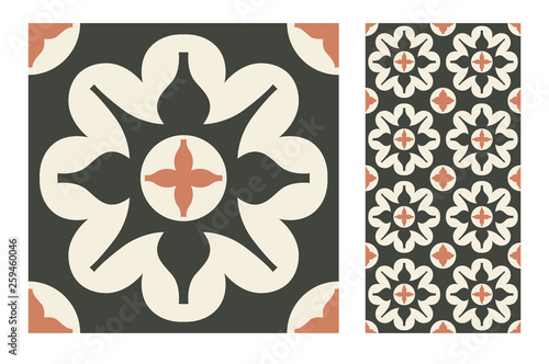 tiles Portuguese patterns antique seamless design in Vector illustration